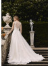 Ivory Lace Tulle Sheer Buttons Back Latest Wedding Dress